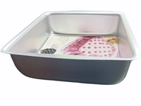 Aluminium Square Shape Cake Mould | Cake Tin | Cake Pan | Cake Pot - 6.25 inches, Silver