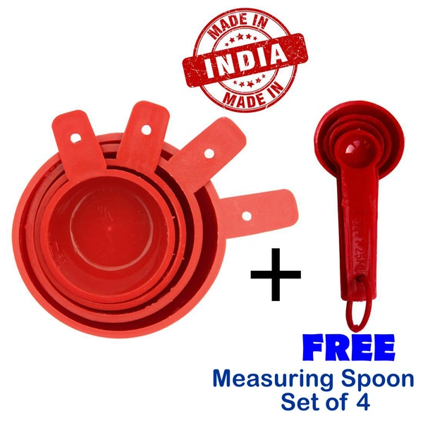 Plastic Measuring Cup / Bowl Kitchen Set Kitchen Tool Kitchenware for Cooking & Baking,(4 Pieces, Red)