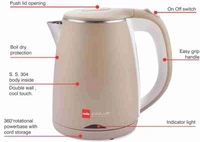 Cello Electric Kettle Quick Boil 1000 B with Auto Shut Off Function Electric Kettle (1 L, Beige) -