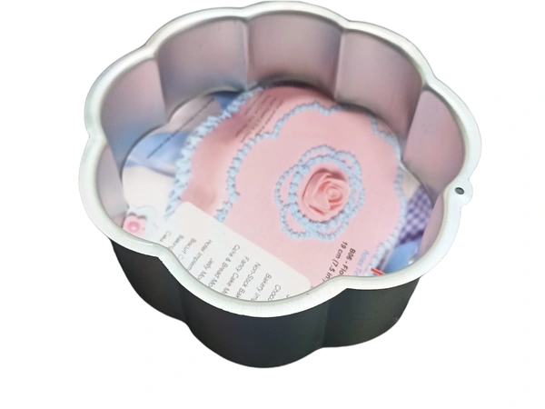 Aluminium Flower Shape Cake Mould | Cake Tin | Cake Pan | Cake Pot - 9.25 inches, Silver