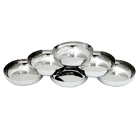 Areva Stainless Steel Apple Plate / Halwa Plate / Dessert Bowl / Plate With Mirror Finish (Set of 6) - Dia : 10.6 cms