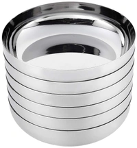 Areva Stainless Steel Apple Plate / Halwa Plate / Dessert Bowl / Plate With Mirror Finish (Set of 6) - Dia : 10.6 cms