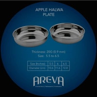 Areva Stainless Steel Apple Plate / Halwa Plate / Dessert Bowl / Plate With Mirror Finish (Set of 6) - Dia : 10.6 cms