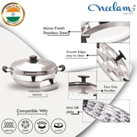 Neelam Multi Purpose Kadai Induction Bottom 7 Pcs Set Idli, Dhokla, Steamer With Free Mini Idli Plate, Big -