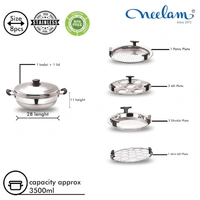 Neelam Multi Purpose Kadai Induction Bottom 7 Pcs Set Idli, Dhokla, Steamer With Free Mini Idli Plate, Big -