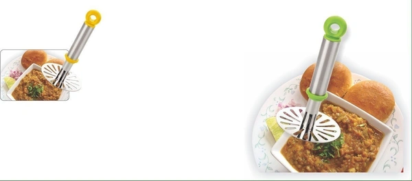 Simran Stainless Steel Potato Vegetable Pav Bhaji Masher, Multicolour