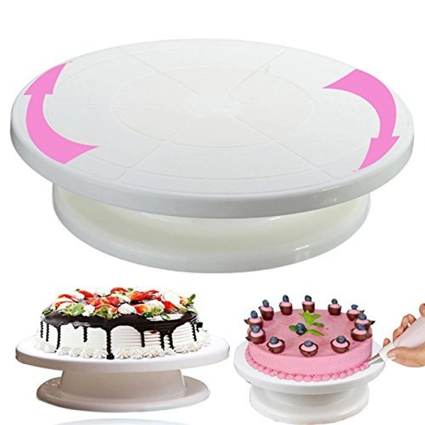 Cake Turntable Rotating Revolving Cake Decorating Stand and Easy Glide Fondant Smoother Decorating Baking Tool 28cm, Cake Turn Table, Decorating Baking Tool, Cake Decorating Turntable Stand -