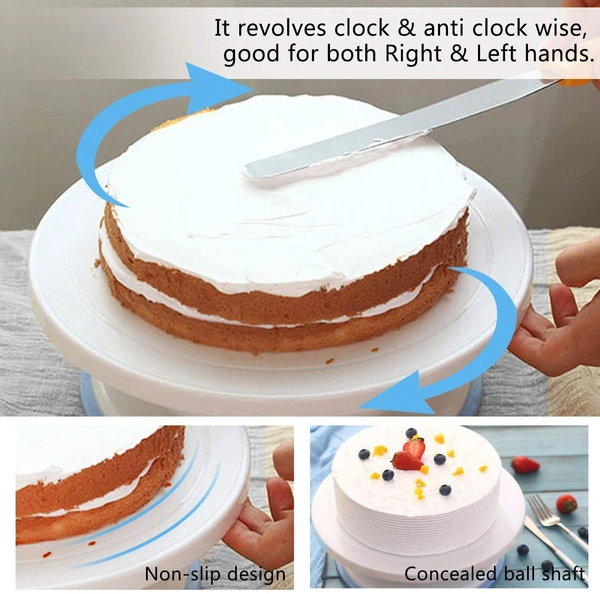Cake Turntable Rotating Revolving Cake Decorating Stand and Easy Glide Fondant Smoother Decorating Baking Tool 28cm, Cake Turn Table, Decorating Baking Tool, Cake Decorating Turntable Stand -