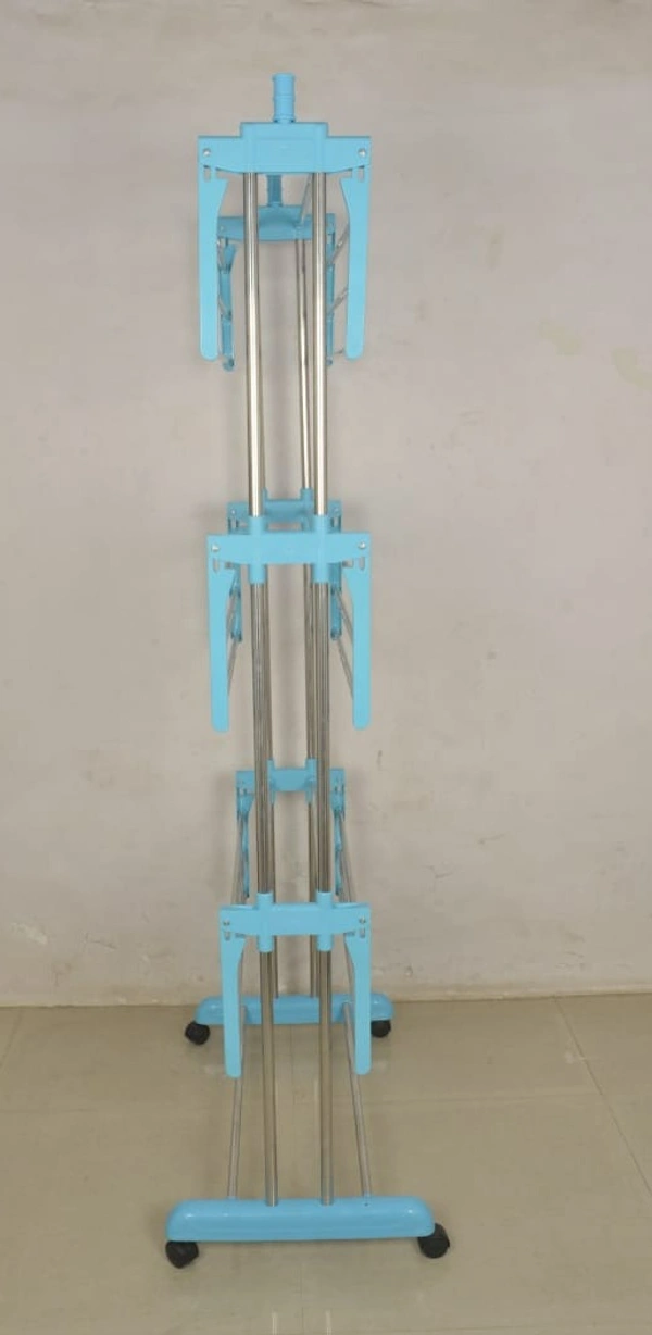 Simran Premium Heavy Duty Stainless Steel Foldable Cloth Drying Stand/ DIY Clothes Dryer Stands/Laundry Racks with Wheels for Indoor/Outdoor/Balcony (3 Tier) , Color as per availability
