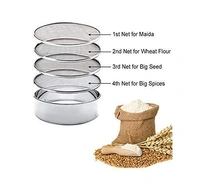Champak 4 in 1 Stainless Steel Interchangeable Sieves Chalni, Silver - Dia : 20.5 Cms