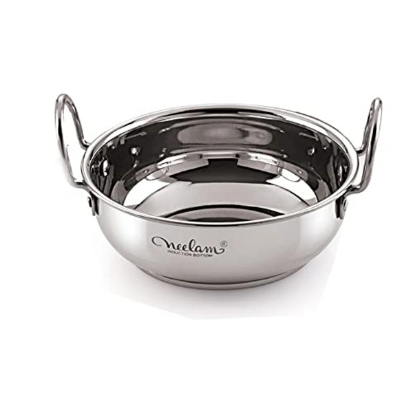 Neelam Stainless Steel 22G Induction Bottom Kadai, Silver - 1200 ml