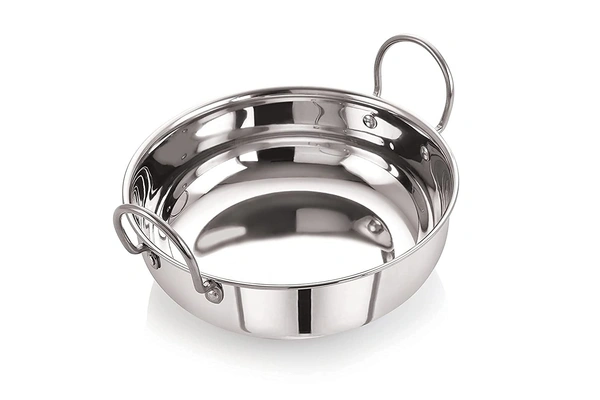 Neelam Stainless Steel 22G Induction Bottom Kadai, Silver - 1200 ml