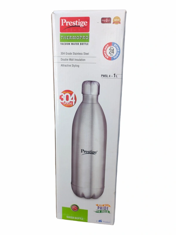 Prestige Thermopro Stainless Steel Vacuum Water Bottle, 1000 Ml , Silver