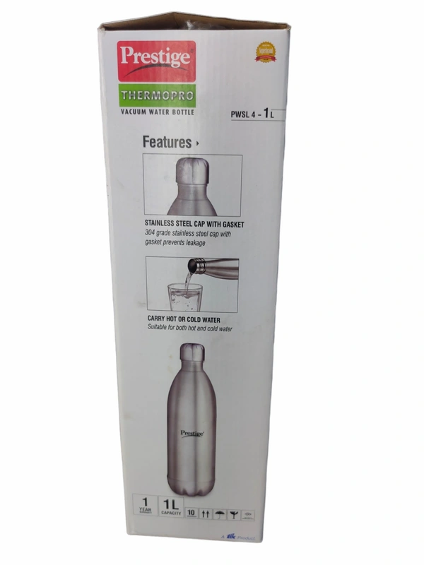 Prestige Thermopro Stainless Steel Vacuum Water Bottle, 1000 Ml , Silver