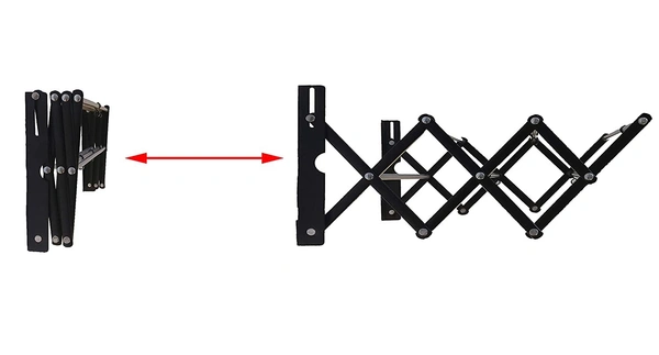 Elaxi DIY Powder Coated Foldable & Rust Proof Wall Mount Cloth Drying Stand (2.5ft, 12 x 30", Black & Silver) - Medium ( 6 Rods of 30 inches each )