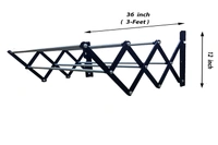 Elaxi DIY Powder Coated Foldable & Rust Proof Wall Mount Cloth Drying Stand (3ft, 12 x 36", Black & Silver) - Large ( 6 Rods of 36 inches each )