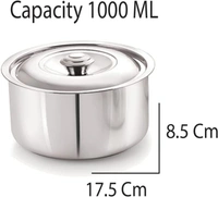 Neelam Stainless Steel Sizzling Hot Pot/Casserole, 1000 ml - 1000ml