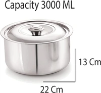 Neelam Stainless Steel Sizzling Hot Pot/Casserole, 3000 ml - 3000ml
