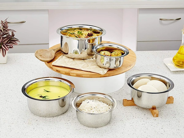 Areva Stainless Steel 10 21G Flat Bottom Tope/Utensil, 1100 ml, Silver