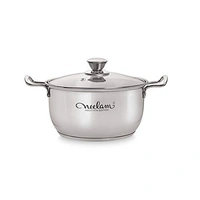 Neelam Conical Sauce Pot Induction Bottom, Cook & Serve Pot Glass Lid 16 cm