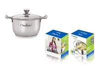 Neelam Conical Sauce Pot Induction Bottom, Cook & Serve Pot Glass Lid 16 cm