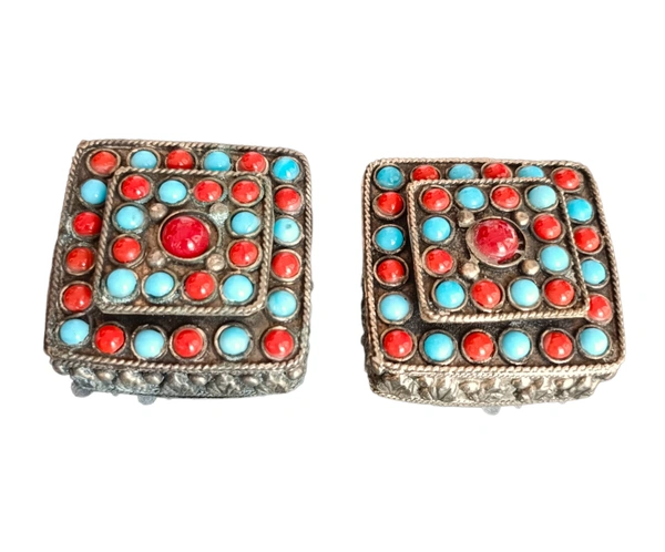 Metallic Finish Brass Multi Purpose Storage Box Set Of 2 - 4.5 cm X 4.5 cm, Silver