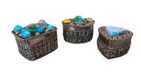 Set Of 3 Brass Multicolored Storage Box - Silver