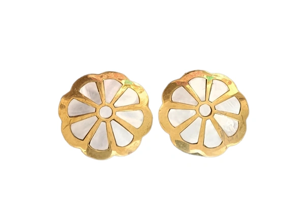 Pure Brass Flower Shape Storage Box Set Of 2 - Diameter - 4 cms, Gold
