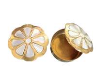 Pure Brass Flower Shape Storage Box Set Of 2 - Diameter - 4 cms, Gold