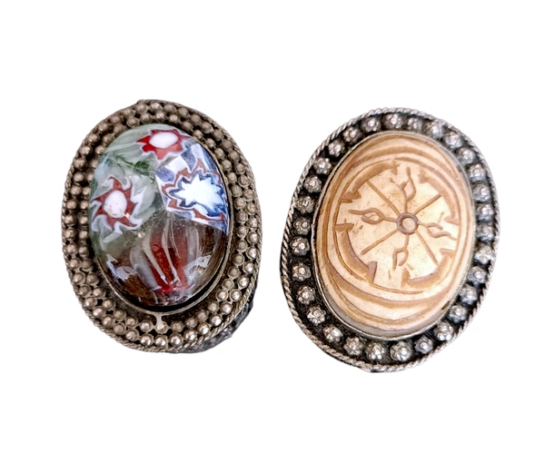 Assorted Brass Oval Shaped Antique Store Boxes Set Of 2 