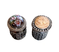 Assorted Brass Oval Shaped Antique Store Boxes Set Of 2