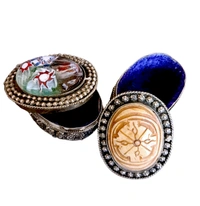 Assorted Brass Oval Shaped Antique Store Boxes Set Of 2