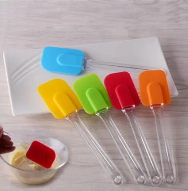 Simran Plastic Handle Silicone Scraper Heat Resistant Baking Spatulas Silicone Spatula for Baking Cooking - Color as per availability - 24 cm x 5 cms
