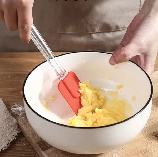 Simran Plastic Handle Silicone Scraper Heat Resistant Baking Spatulas Silicone Spatula for Baking Cooking - Color as per availability - 24 cm x 5 cms