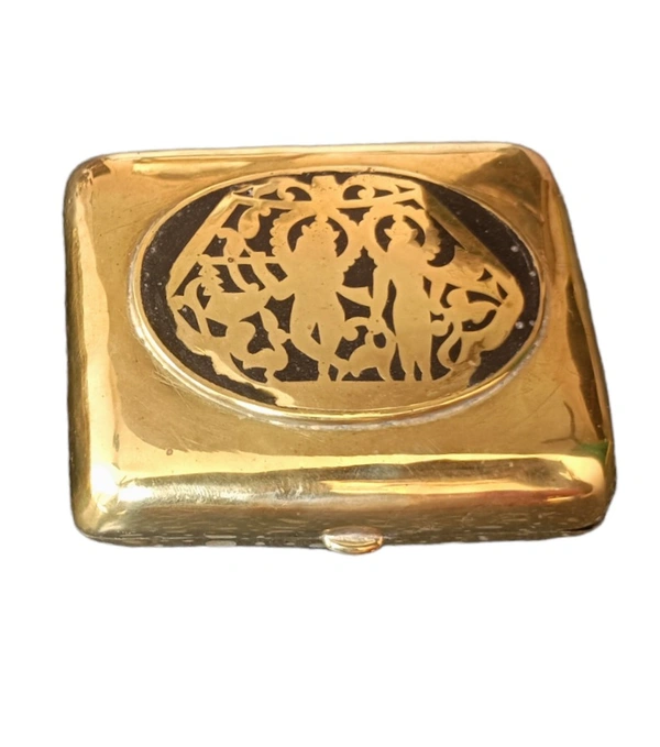 Pure brass Radha Krishna Multipurpose storage box Golden finish - Golden