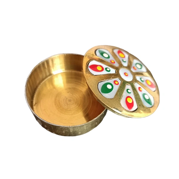 Pure brass multipurpose storage dabbi Set of 2 - Golden