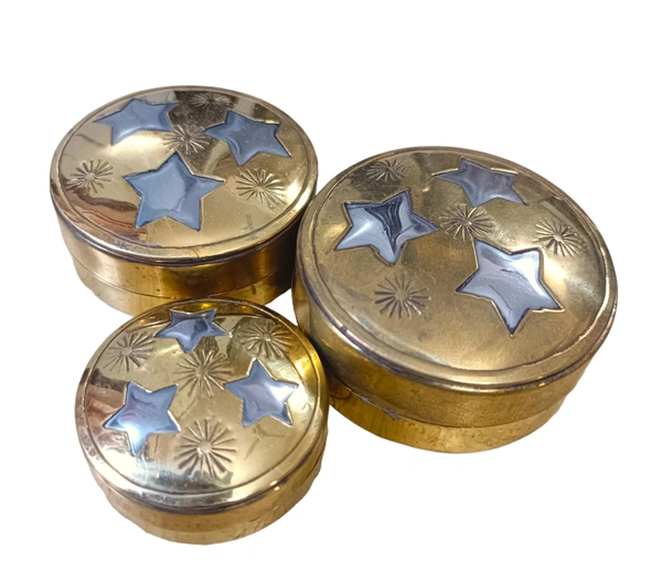 Set of 3 100% pure brass multipurpose storage dabbi set