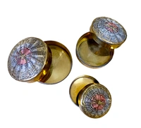 100% pure brass antique multipurpose storage dabbi set of 3 - Golden