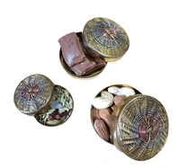 100% pure brass antique multipurpose storage dabbi set of 3 - Golden