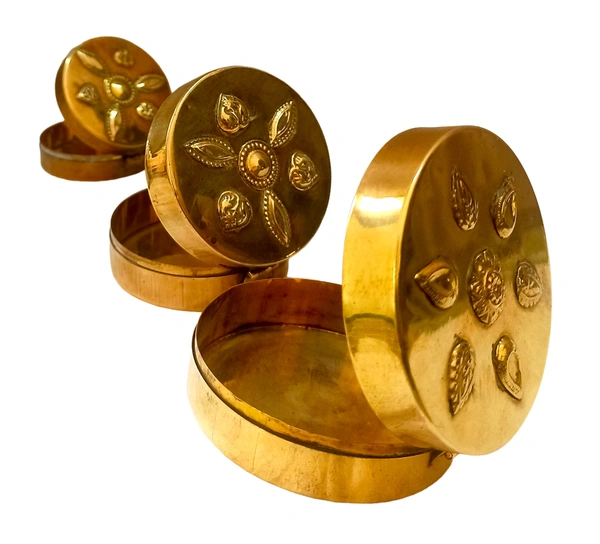 100% pure brass antique storage dabbi / set of 3