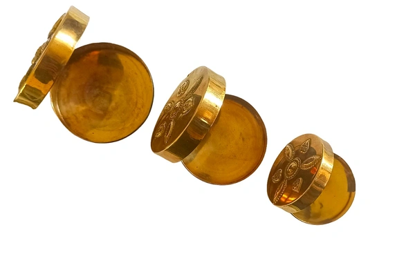 100% pure brass antique storage dabbi / set of 3