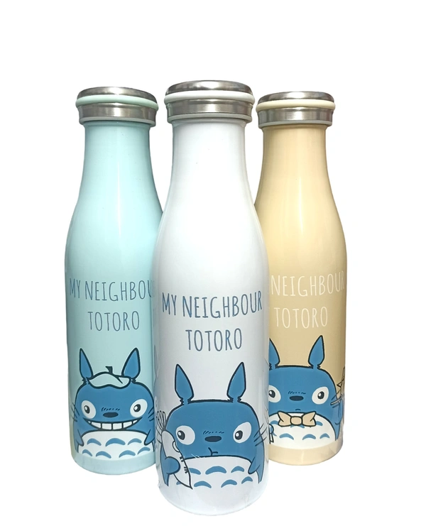 Cartoon Totoro Printed Stainless Steel Insulated Sipper Water Bottle Hot & Cold Bottle for Outdoor Office Kids Travel Thermos Bottle - 500ml