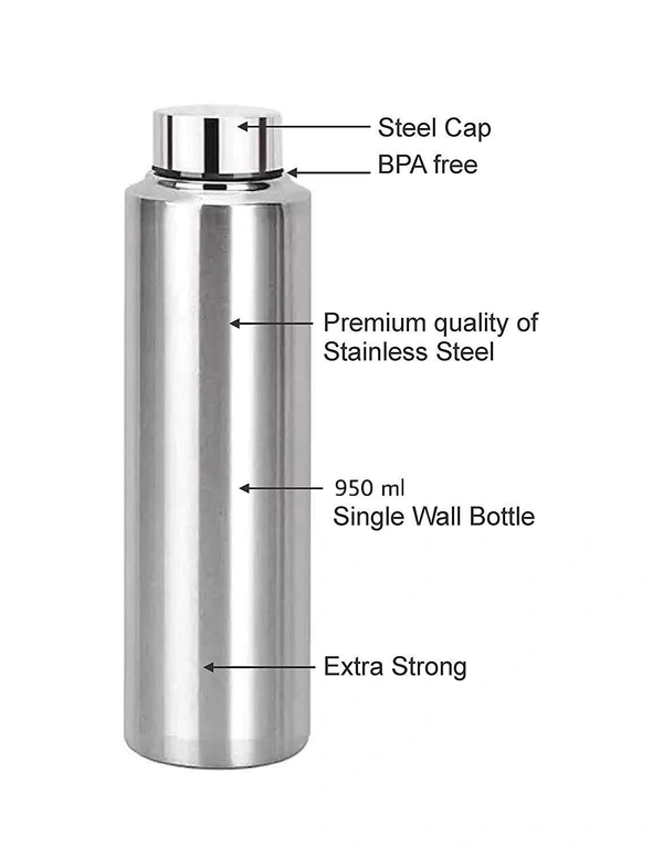 Simran Stainless Steel Sports/Fridge Water Bottle, 1000 ml | Eco-Friendly & Leak-Proof Water Bottle(Set of 3)