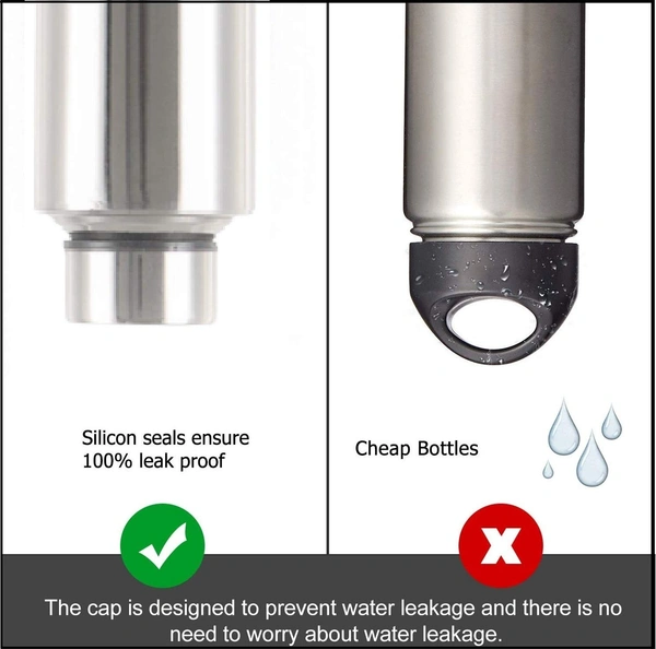 Simran Stainless Steel Sports/Fridge Water Bottle, 1000 ml | Eco-Friendly & Leak-Proof Water Bottle(Set of 3)