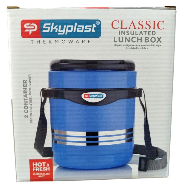 SkyPlast Insulated Lunch Box with 2 Stainless Steel Containers -