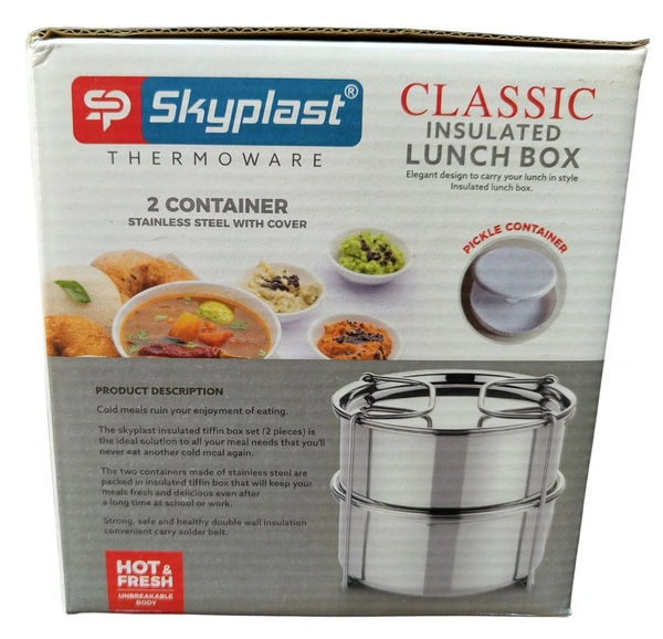 SkyPlast Insulated Lunch Box with 2 Stainless Steel Containers -