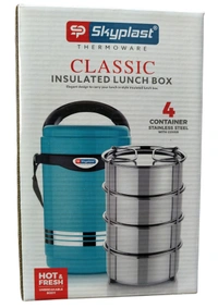 SkyPlast Insulated Lunch Box with 4 Stainless Steel Containers
