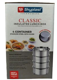 SkyPlast Insulated Lunch Box with 4 Stainless Steel Containers