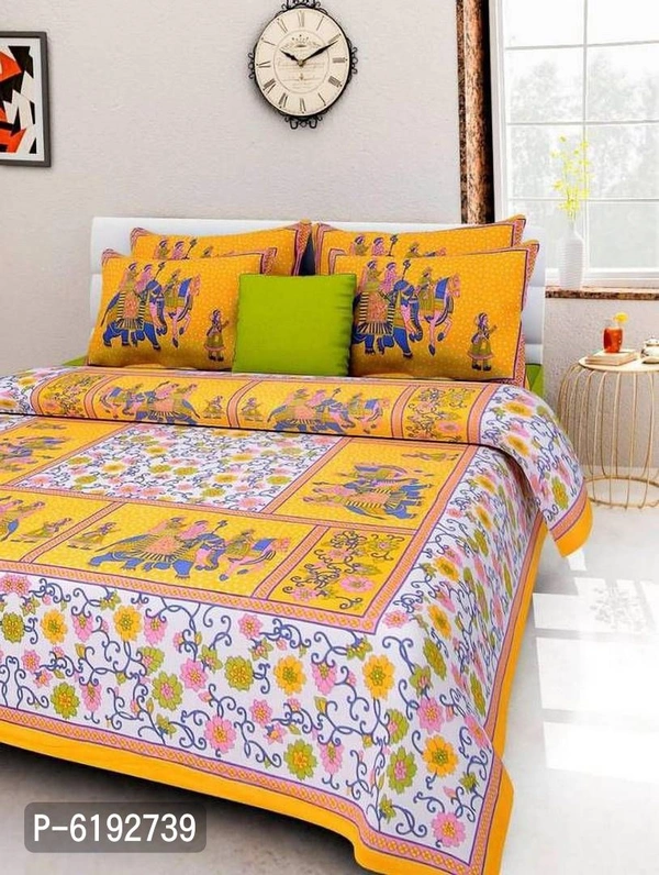 Beautiful Cotton Printed Bedsheet With Two Pillow Covers - P-6192739, 9886446, Double