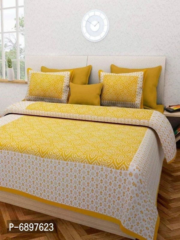 Cotton jaipuri printed queen size double bedsheet - 9886446, P-6897623, Queen